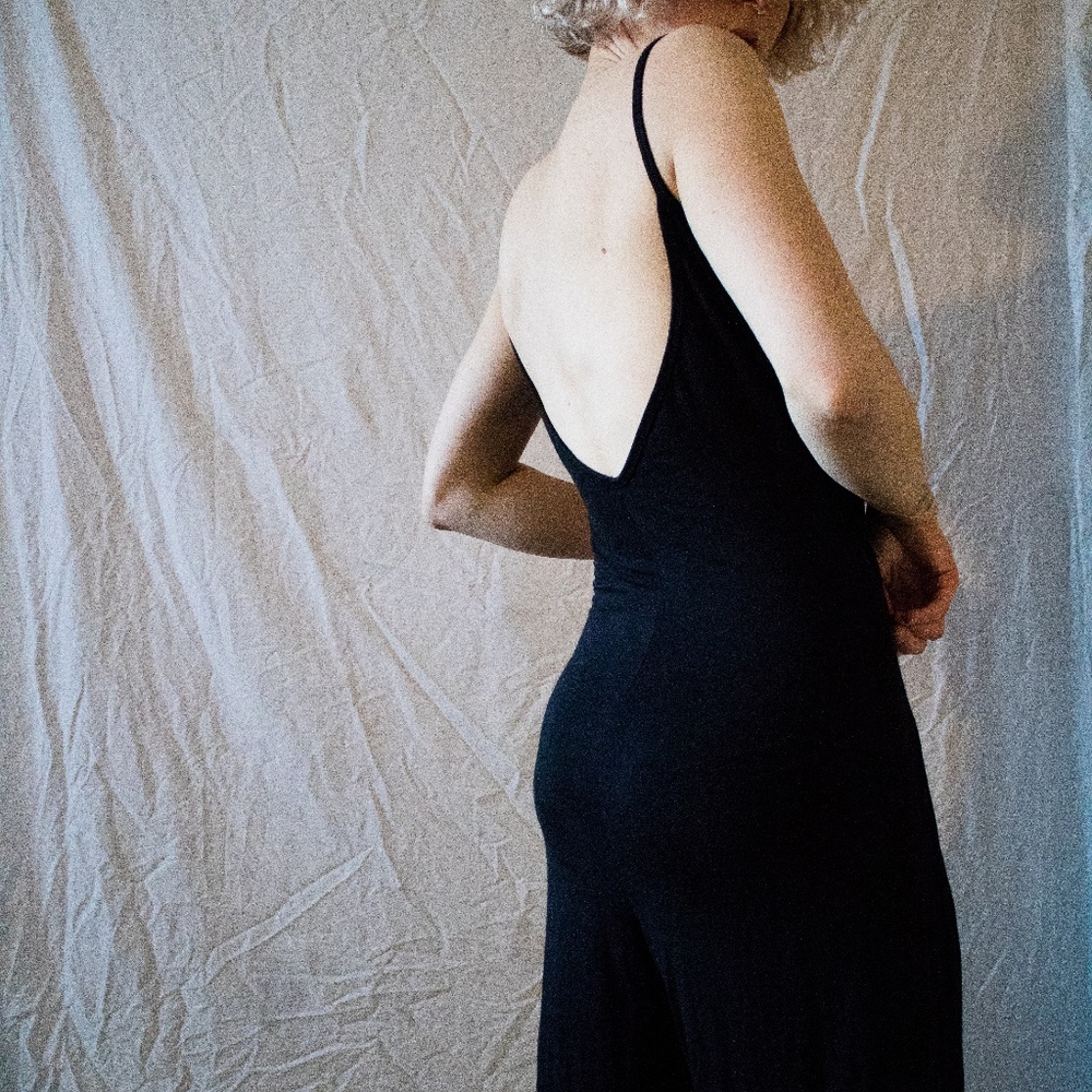 Loose Black Jumper Deep V